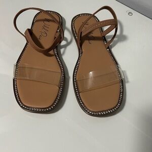 Wild Pair Tan Sandals with Clear Strap